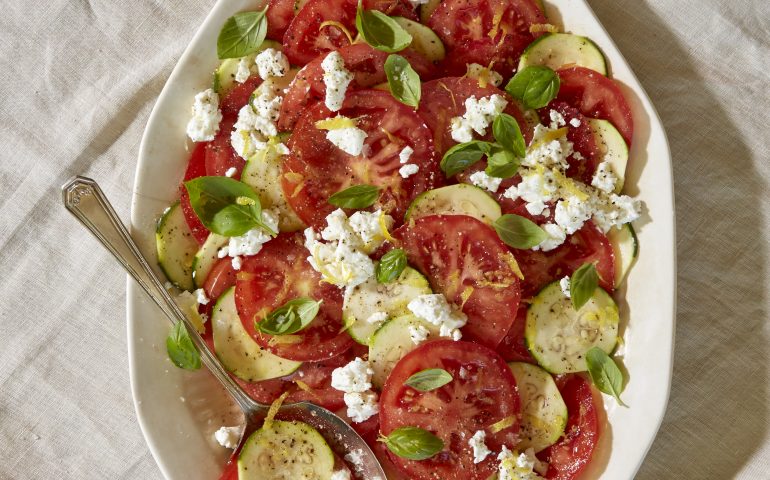 Recipe: Summer Caprese Platter with Pickled Squash and Goat Cheese