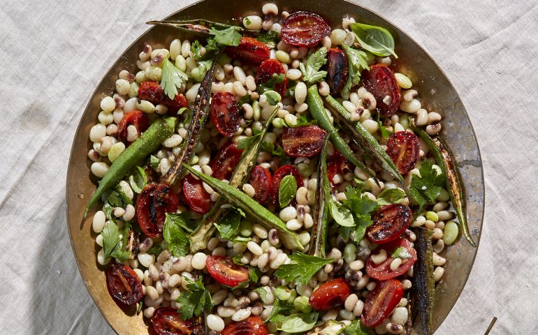Recipe: Field Pea Salad with Charred Okra and Cherry Tomatoes